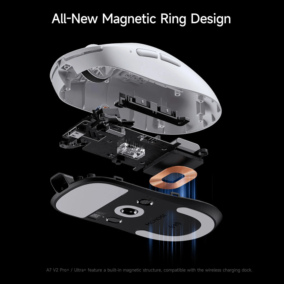 MCHOSE A7 V2 Ratón Inalámbrico Ligero 8000Hz, PAW3950 TI