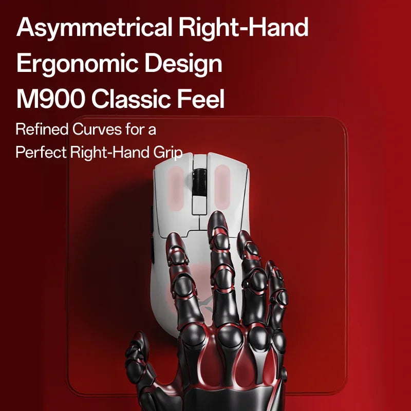 Delux M900Mini PRO - Ratón Inalámbrico Gaming  Ergonómico, Ultraligero, 40G, PAW3395, 8K Hz, Para Manos Medianas a Pequeñas