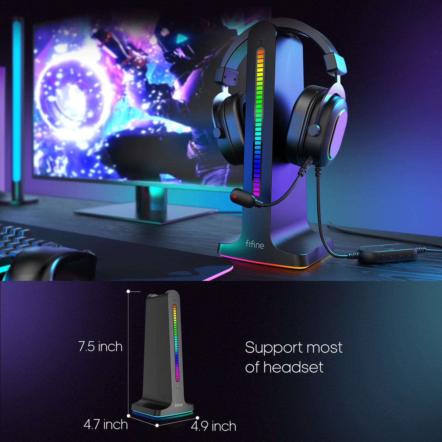 FIFINE RGB Headphone Stand - Miura Vault