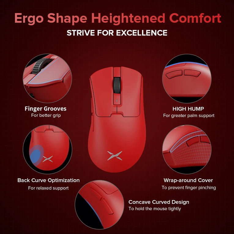 Delux M900 PRO - Ratón Inalámbrico Para Juegos , Ergonómico, 8K, Velocidad De Orolling PAW3395 BK3633