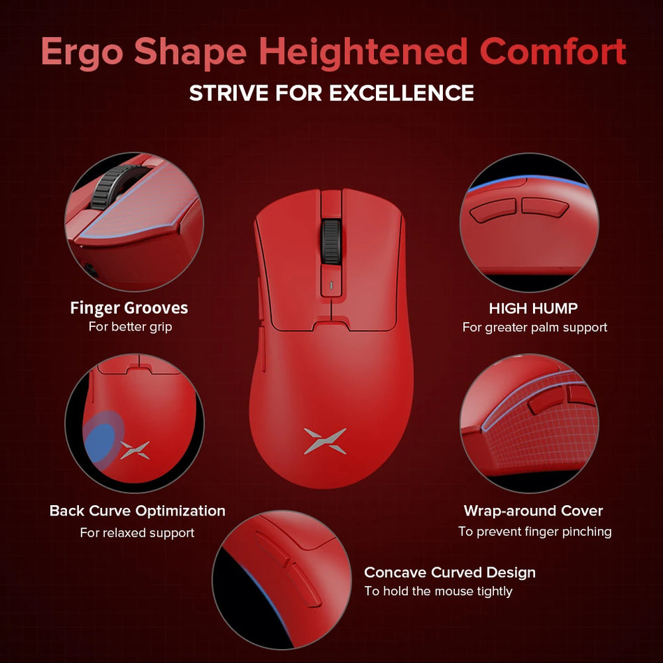 Delux M900 PRO - Ratón Inalámbrico Para Juegos , Ergonómico, 8K, Velocidad De Orolling PAW3395 BK3633