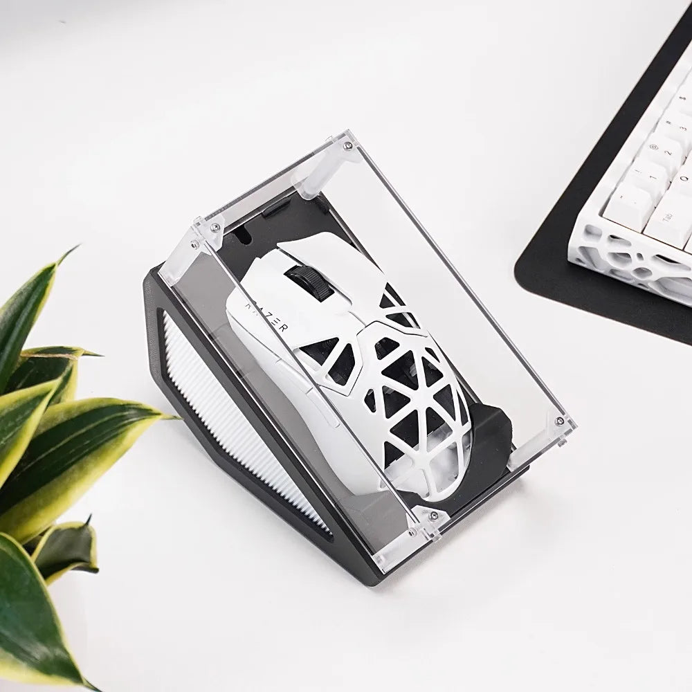 Caja de presentación y almacenamiento a prueba de polvo para ratón – Vitrina acrílica con impresión 3D