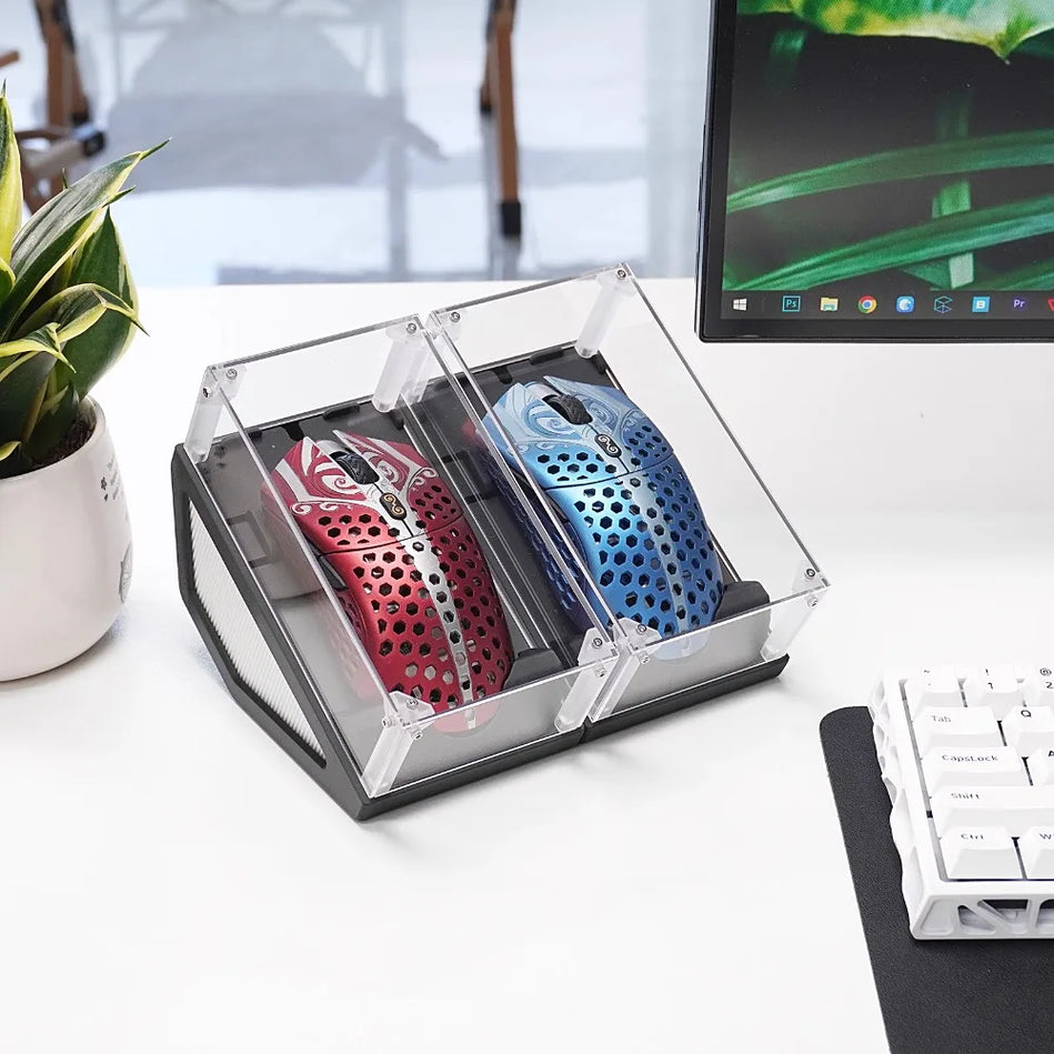 Caja de presentación y almacenamiento a prueba de polvo para ratón – Vitrina acrílica con impresión 3D