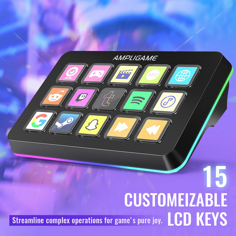 FIFINE Ampligame D6 Con 15 Botones Macro Personalizables, Macros Personalizados Para Obs/Twitch/Youtube/Vk