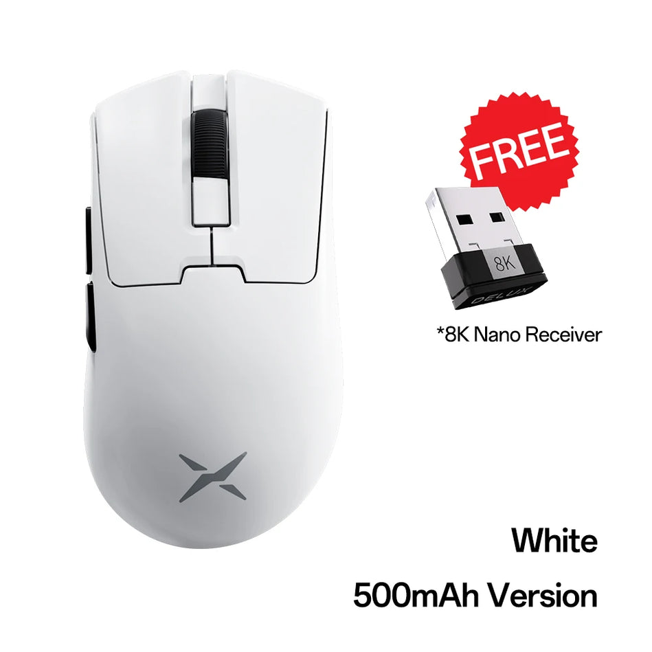 Delux M900Mini PRO - Ratón Inalámbrico Gaming  Ergonómico, Ultraligero, 40G, PAW3395, 8K Hz, Para Manos Medianas a Pequeñas