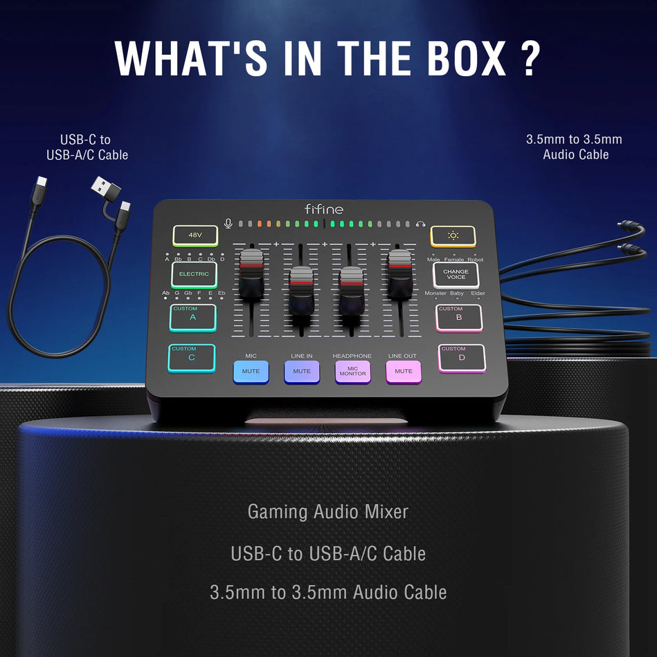 Mezclador De audio USB FIFINE Ampligame SC3