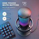 FIFINE A8 - Micrófono USB Para Grabar Y Transmitir, Salida De Auriculares Y Botón De Silencio Táctil, Micrófono Con 3 Modos RGB