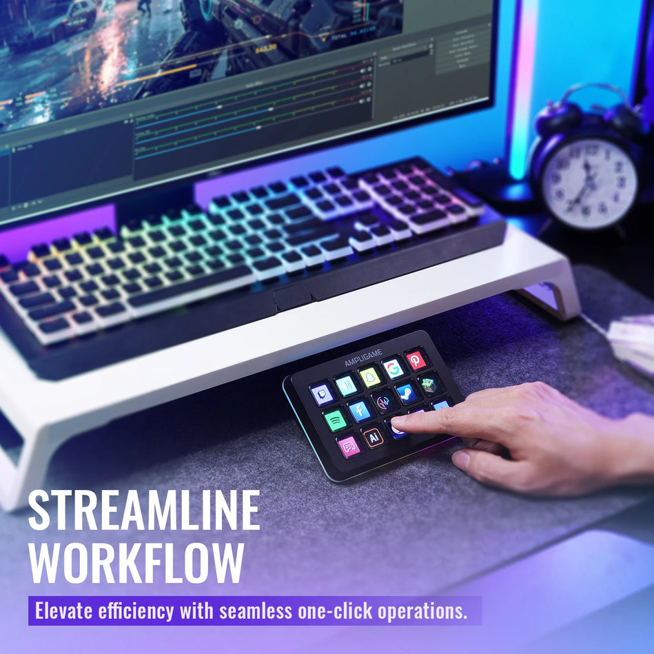 FIFINE Ampligame D6 Con 15 Botones Macro Personalizables, Macros Personalizados Para Obs/Twitch/Youtube/Vk