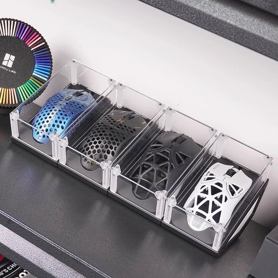 Caja de presentación y almacenamiento a prueba de polvo para ratón – Vitrina acrílica con impresión 3D