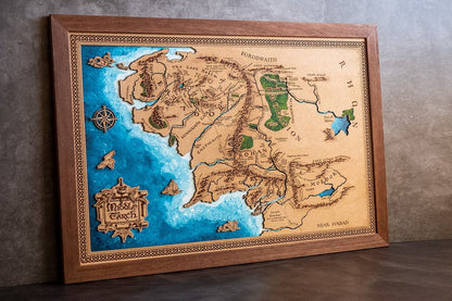 Mapa en madera de diferentes sagas