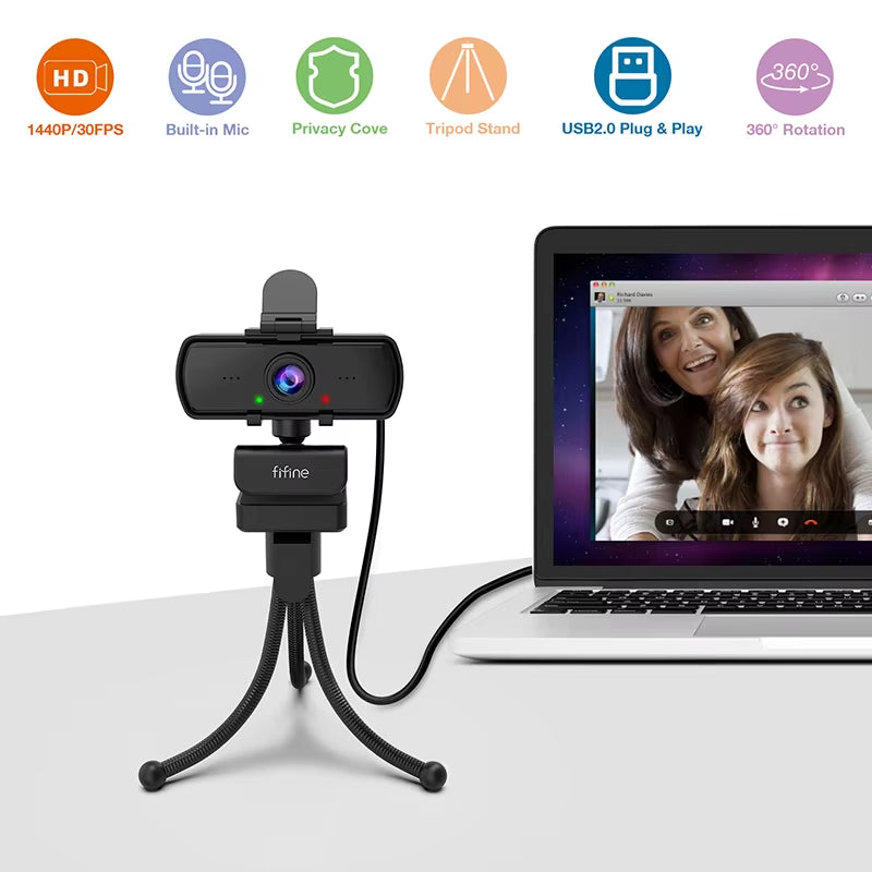 Fifine K420 Cámara Web Full HD 1440P