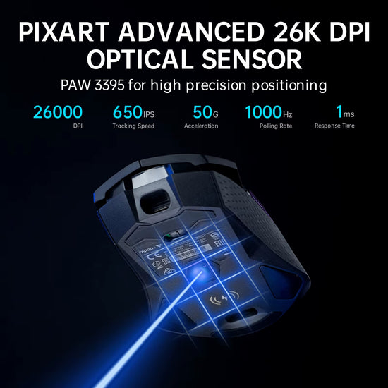 Rapoo VT950PRO Inalámbrico/Con Cable 2,4 Ghz Ergonómico Óptico 26000DPI RGB Ratón Para Juegos PAW3395 Sensor Compatible Con Carga Inalámbrica Qi