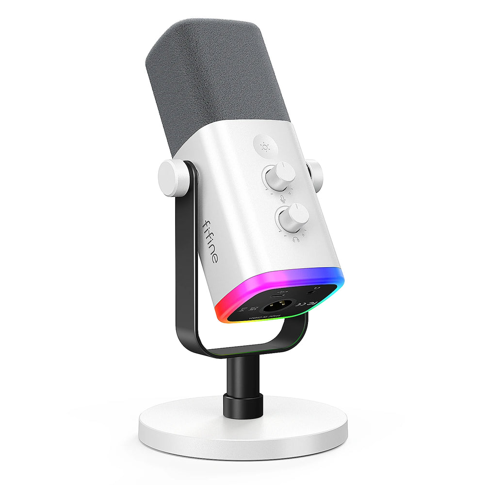 Fifine-Micrófono Dinámico USB/XLR Con Botón De Silencio Táctil, Conector De Auriculares, Controles De E/S, Para PC, Mezclador De PS5/4, Amplificador De Micrófono Para Juegos AM8