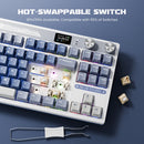 Teclado Mecánico M87 RK ROYAL KLUDGE, Inalámbrico/Bluetooth/2,4G/Usb-C, Teclado gaming Con Junta Intercambiable  Con Pantalla TFT a Color