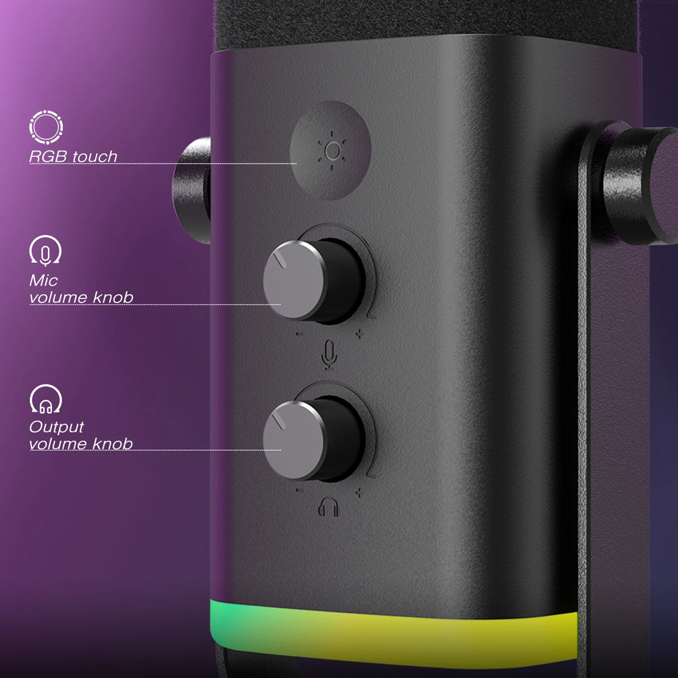 Fifine-Micrófono Dinámico USB/XLR Con Botón De Silencio Táctil, Conector De Auriculares, Controles De E/S, Para PC, Mezclador De PS5/4, Amplificador De Micrófono Para Juegos AM8