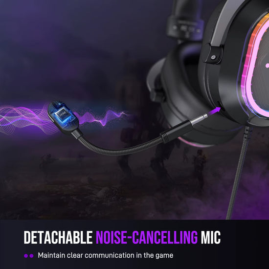 FIFINE H13 Auriculares Gaming RGB con Sonido Envolvente 7.1 y Micrófono Desmontable para PC, PS4 y PS5