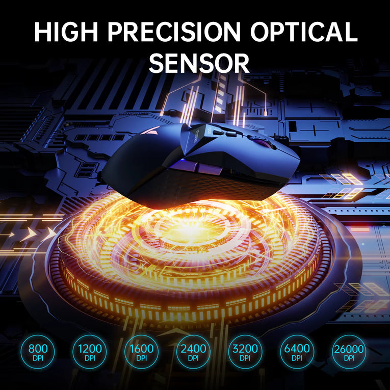 Rapoo VT950PRO Inalámbrico/Con Cable 2,4 Ghz Ergonómico Óptico 26000DPI RGB Ratón Para Juegos PAW3395 Sensor Compatible Con Carga Inalámbrica Qi